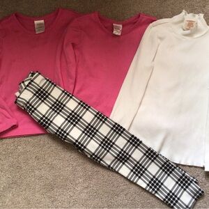 BUNDLE OF “4” - 2 HANNA ANDERSSON TOPS, HAPPILY GREY TOP AND NWOT LEGGINGS- Sz 4
